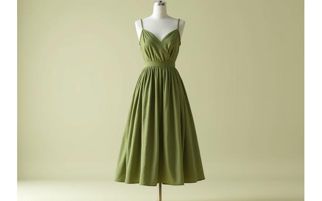 aperçu d'une robe fluide de couleur terre avec des motifs subtils inspirée par la nature