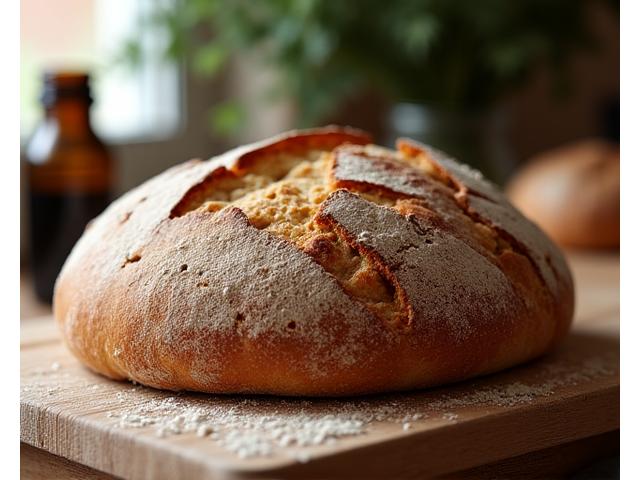 Pain de campagne au levain artisanal sur une planche en bois