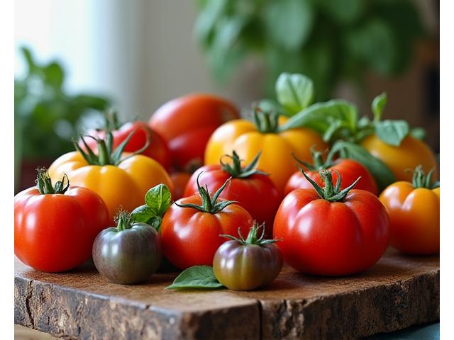 Lot de tomates anciennes de différentes couleurs et tailles