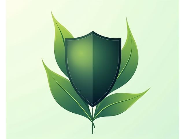 Bouclier stylisé avec des feuilles, représentant la protection des données