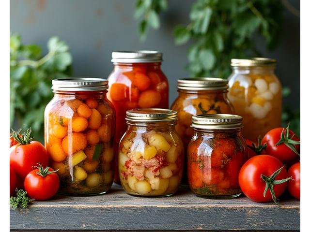 Bocaux de légumes bio en conserve et terrines artisanales