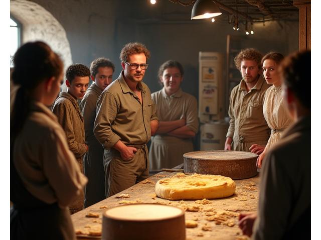 Groupe visitant une ferme artisanale