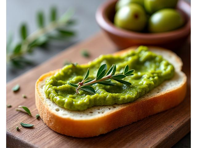 Tartine de tapenade maison sur du pain frais