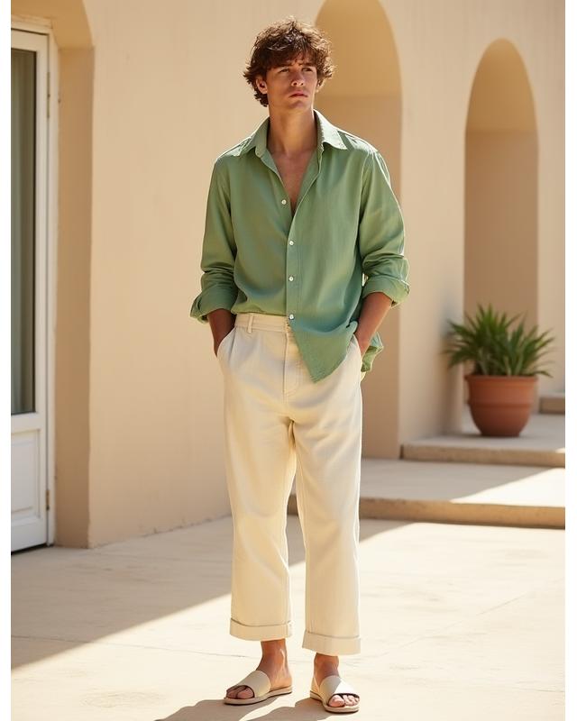 Pantalon homme en lin écru