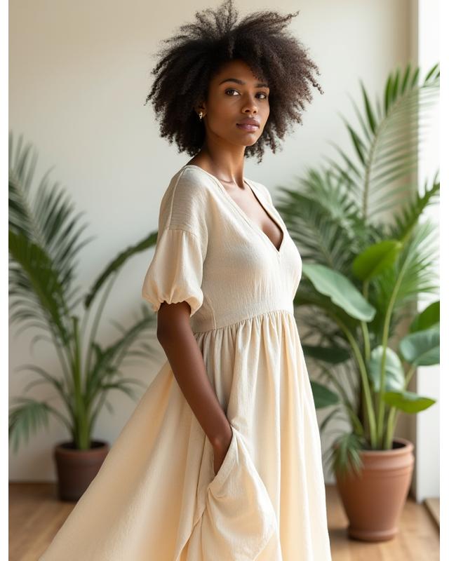 Robe en lin beige de la collection Essentiel
